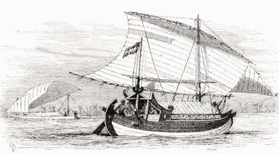 1878年に出版された「世界の手」からインドネシア、マカッサルのプロア 作： European School